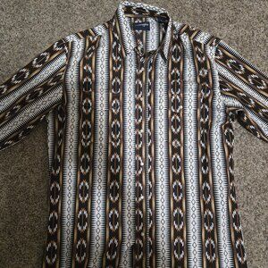 Men's Wrangler Checotah Long Sleeve Western Snap Printed Shirt (Medium)